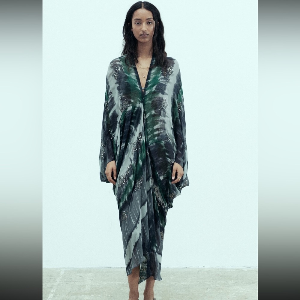 Zara Beaded Printed Kaftan
